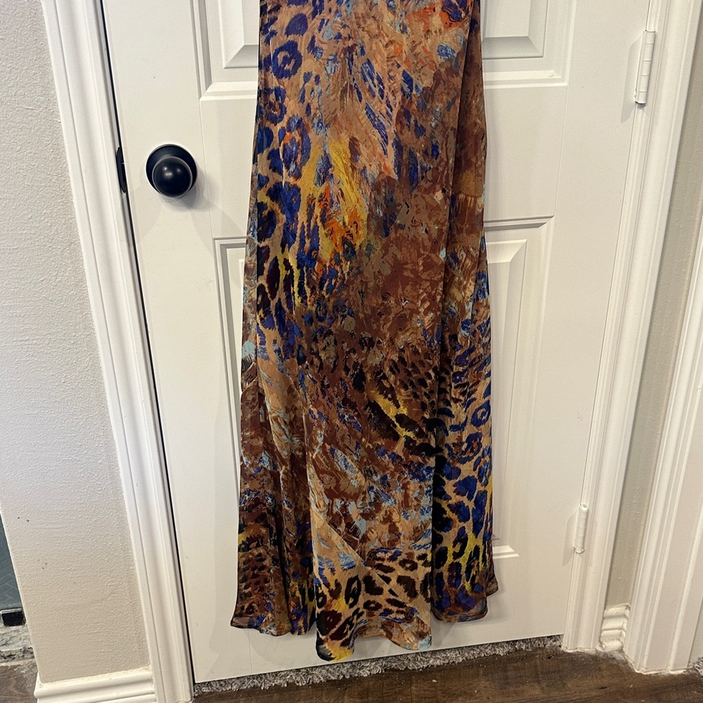 ❤️Midnight Velvet Brown and Blue Patterned Maxi Dress - Picture 2 of 4